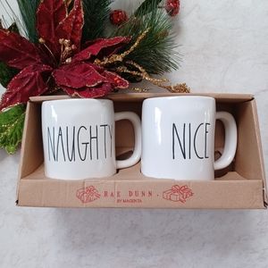 NWT Rae Dunn Naughty & Nice Christmas Mug Set